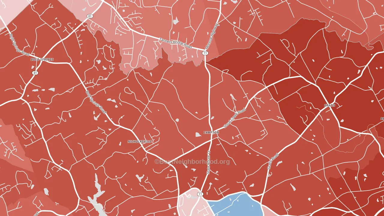Campton, GA block-group political-lean map