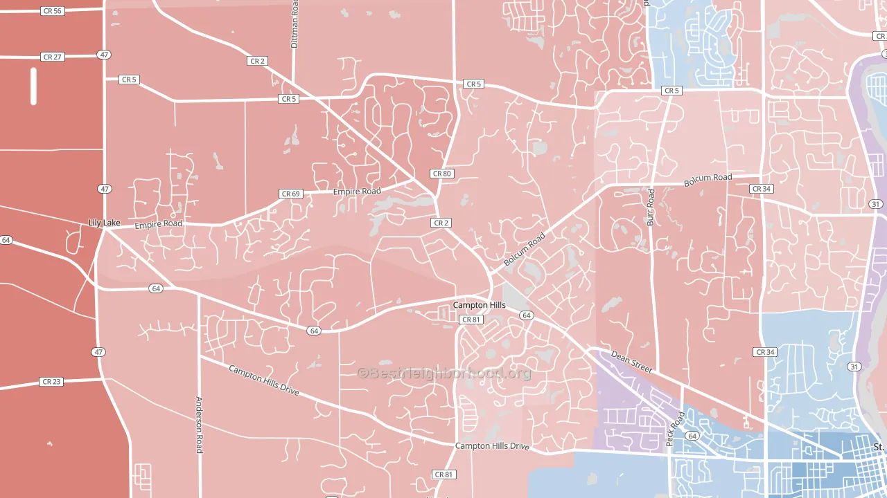 Campton Hills, IL block-group political-lean map