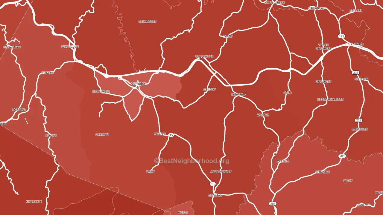Campton, KY block-group political-lean map