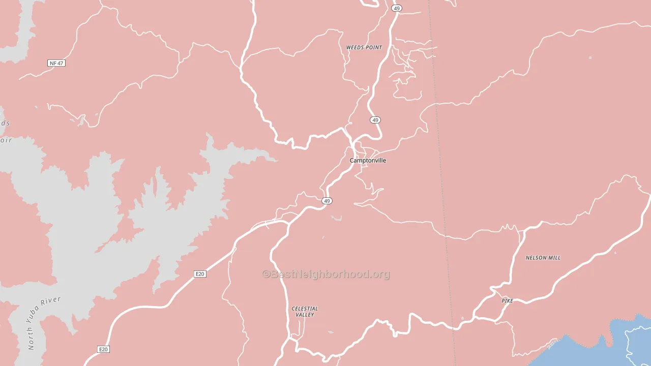 Camptonville, CA block-group political-lean map