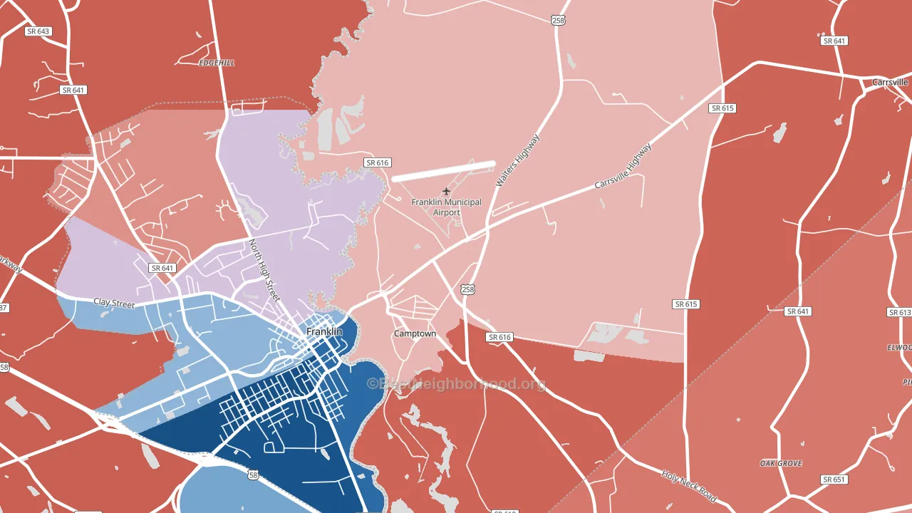 Camptown, VA block-group political-lean map