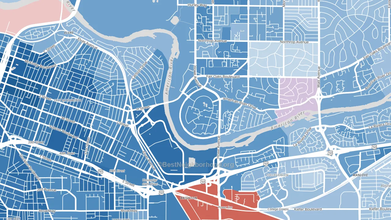 Campus Commons, Sacramento, CA block-group political-lean map