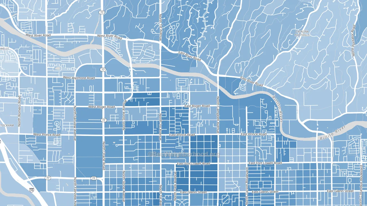 Campus Farm, Tucson, AZ block-group political-lean map