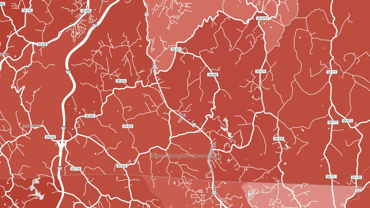 Cana, VA block-group political-lean map