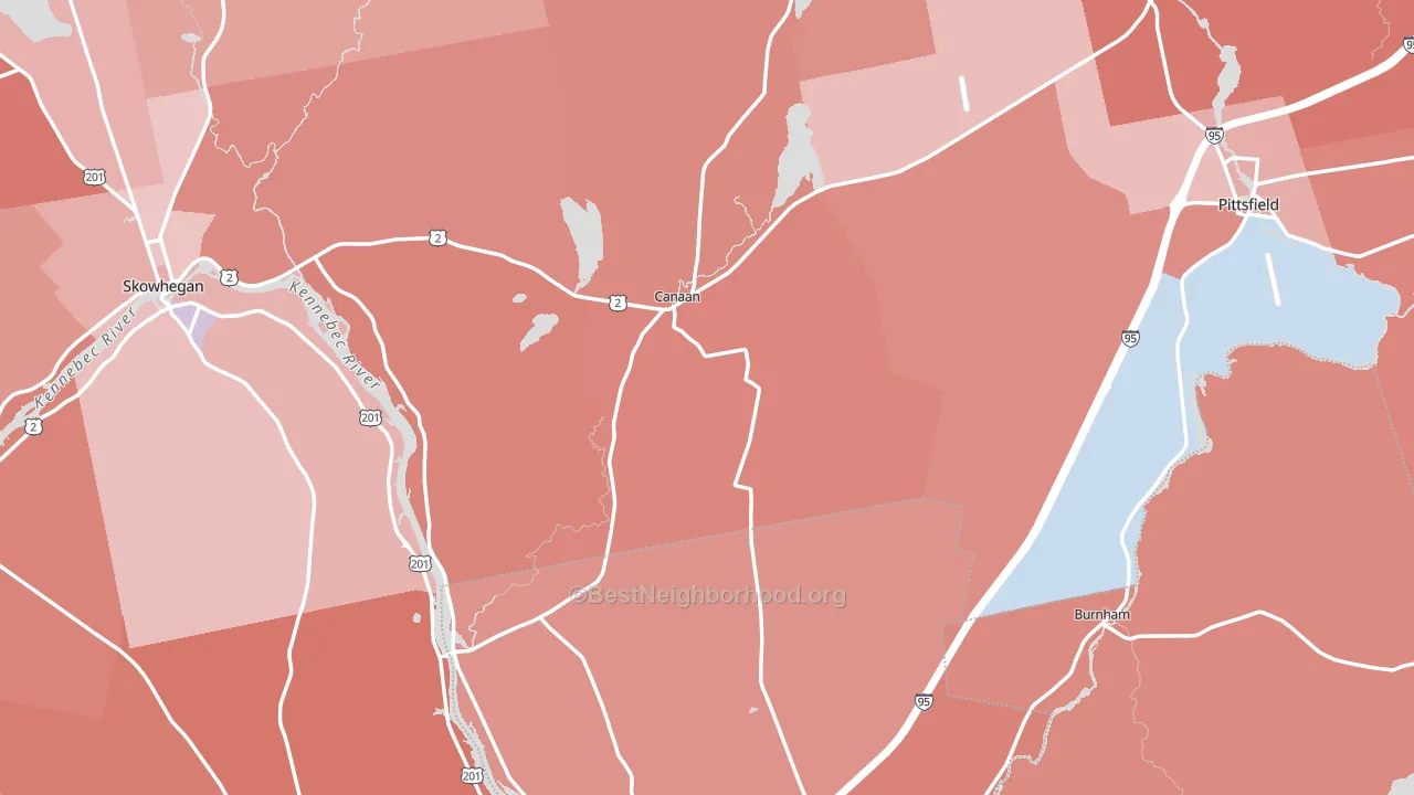 Canaan, ME block-group political-lean map