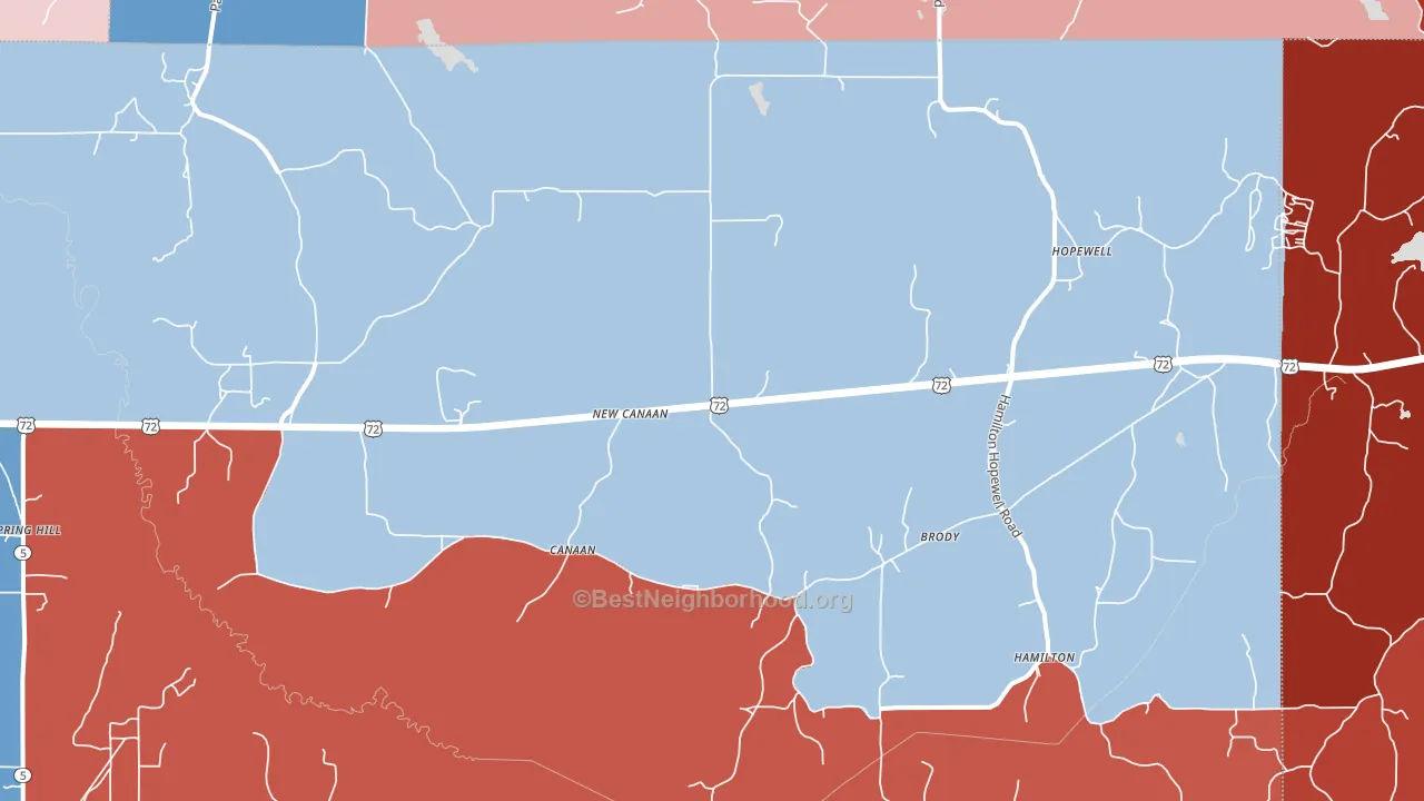 Canaan, MS block-group political-lean map