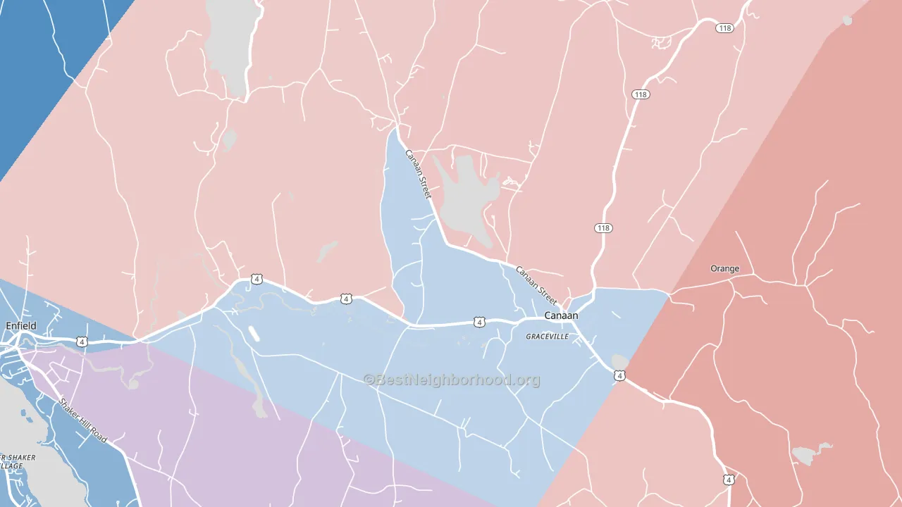 Canaan, NH block-group political-lean map