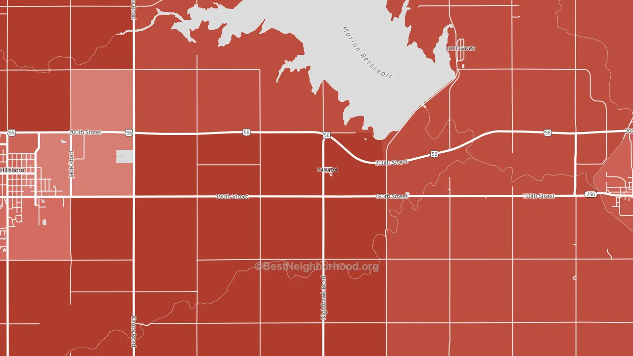 Canada, KS block-group political-lean map