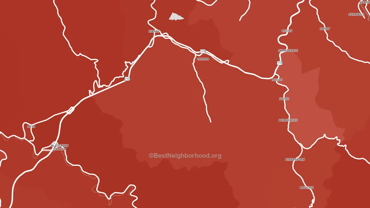 Canada, KY block-group political-lean map