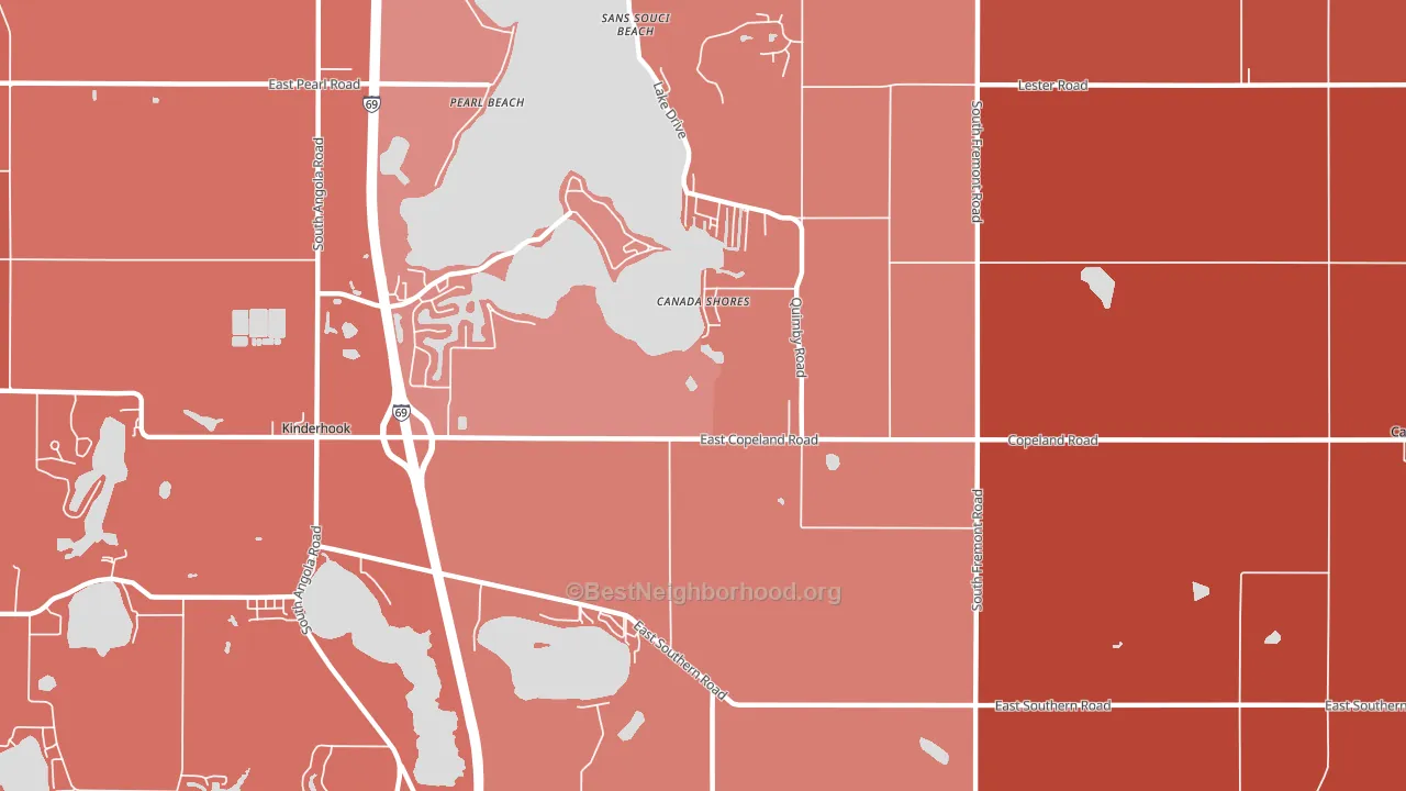 Canada Shores, MI block-group political-lean map