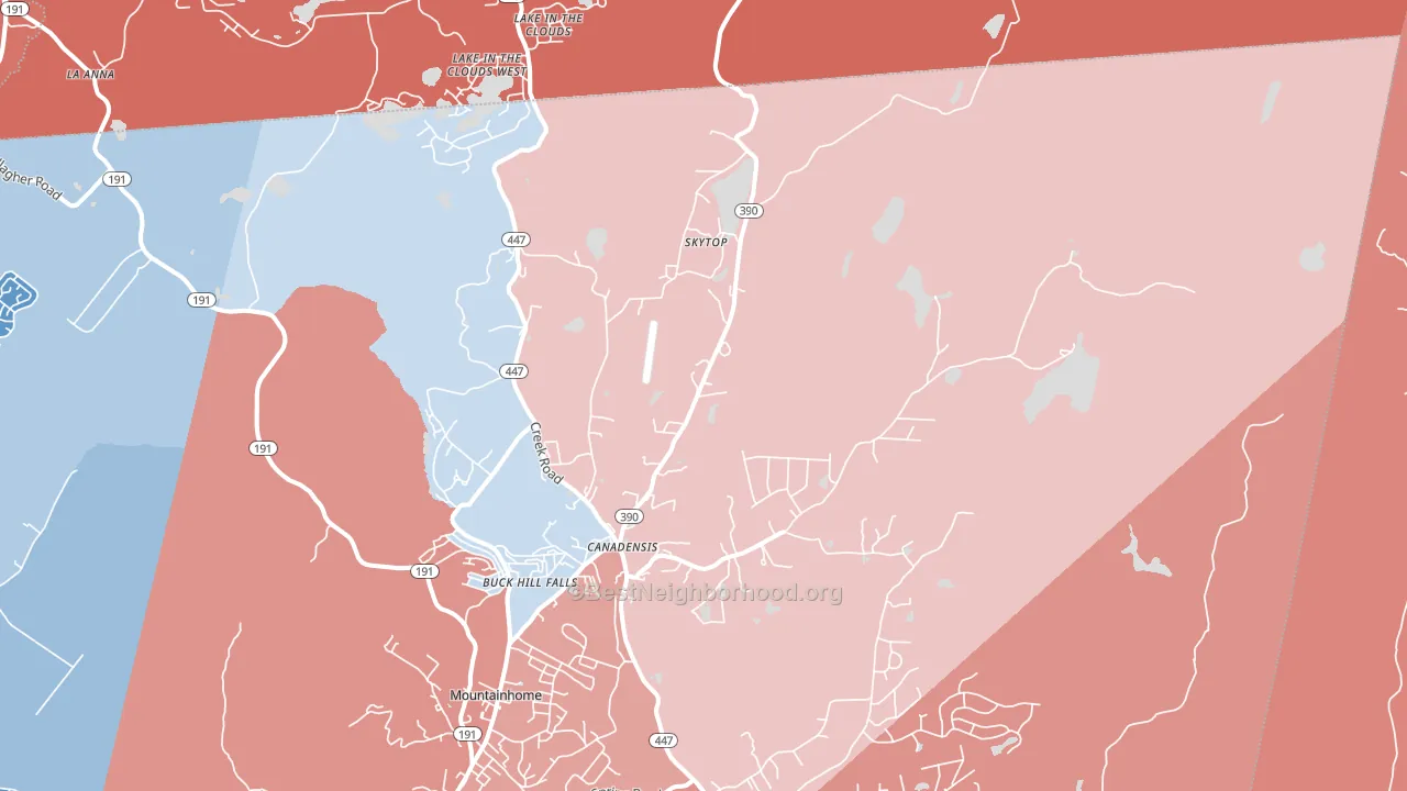 Canadensis, PA block-group political-lean map