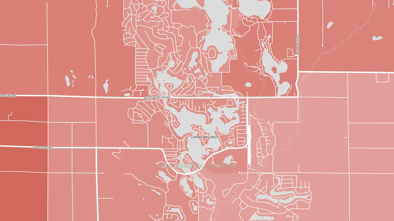 Canadian Lakes, MI block-group political-lean map