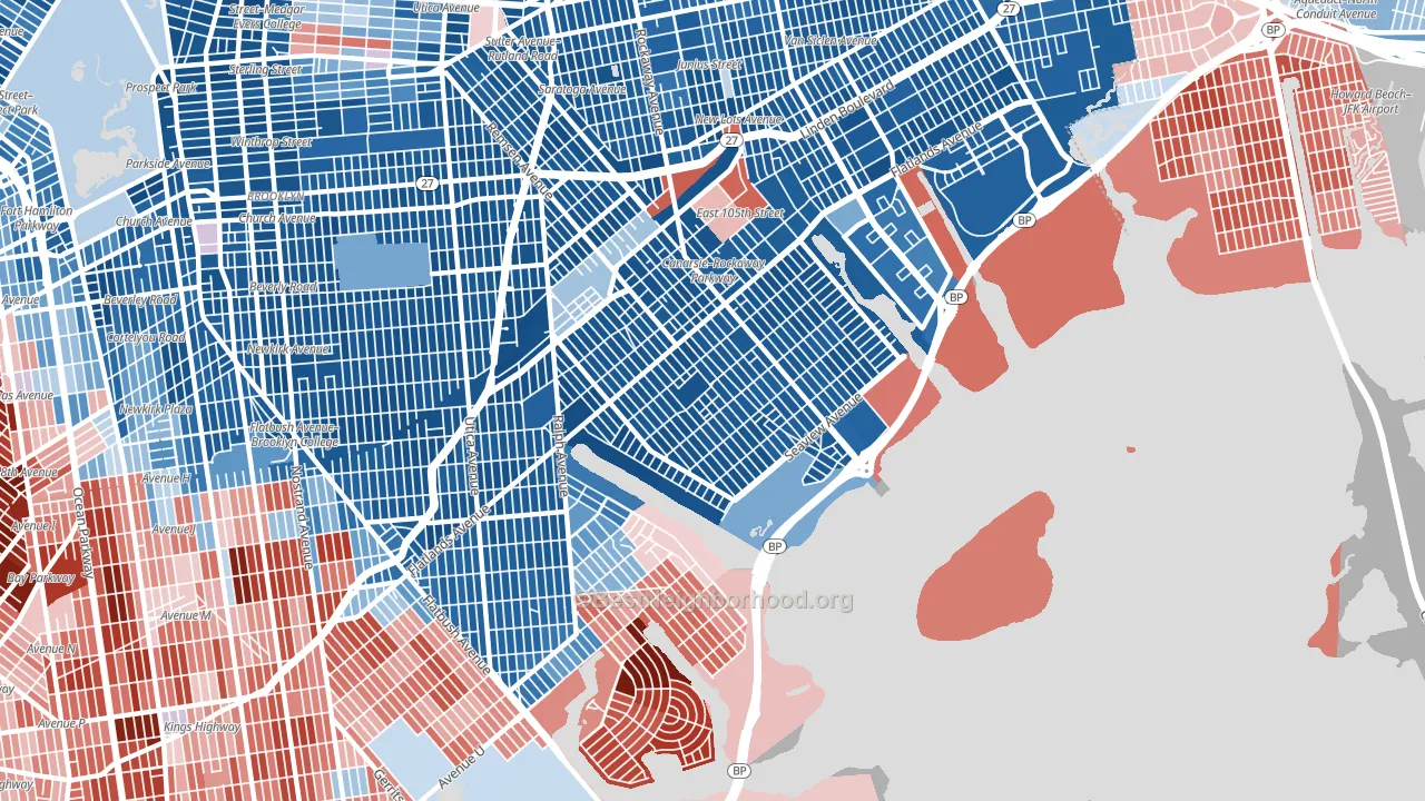 Canarsie, Brooklyn, NY block-group political-lean map