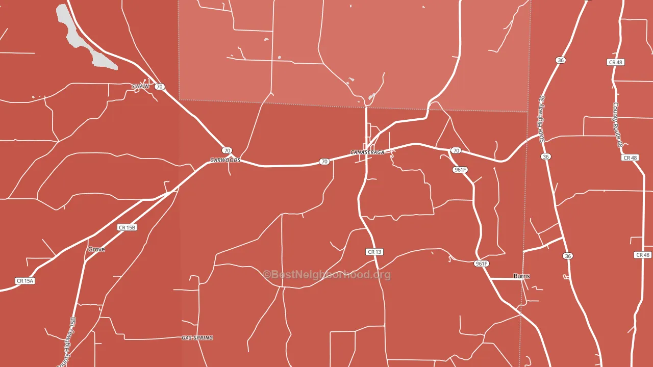 Canaseraga, NY block-group political-lean map