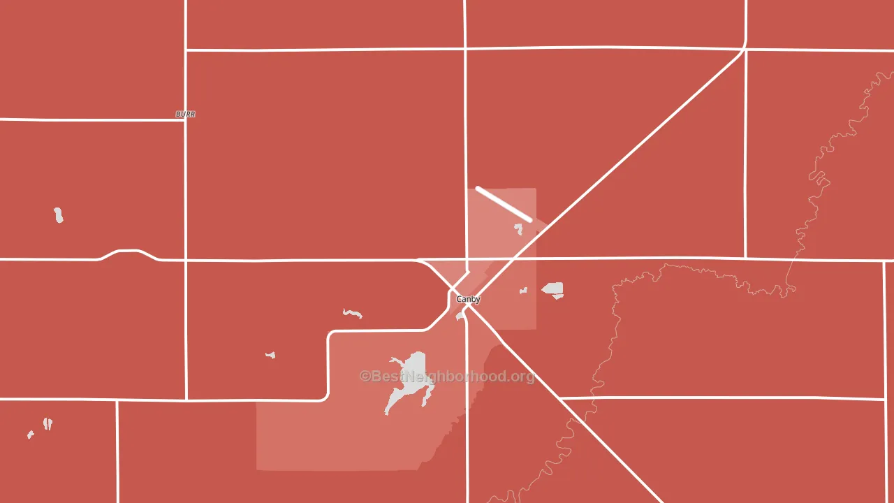 Canby, MN block-group political-lean map