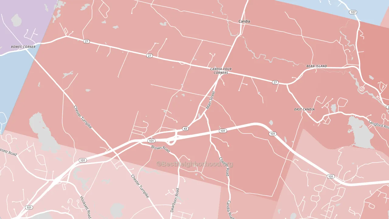 Candia, NH block-group political-lean map
