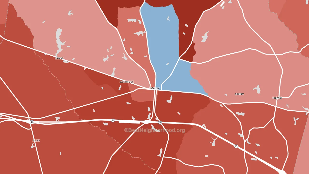 Candler County, GA block-group political-lean map