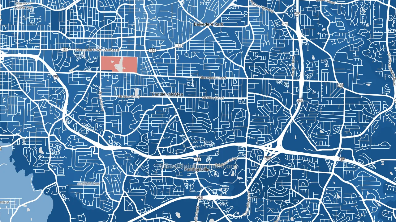 Candler-McAfee, GA block-group political-lean map