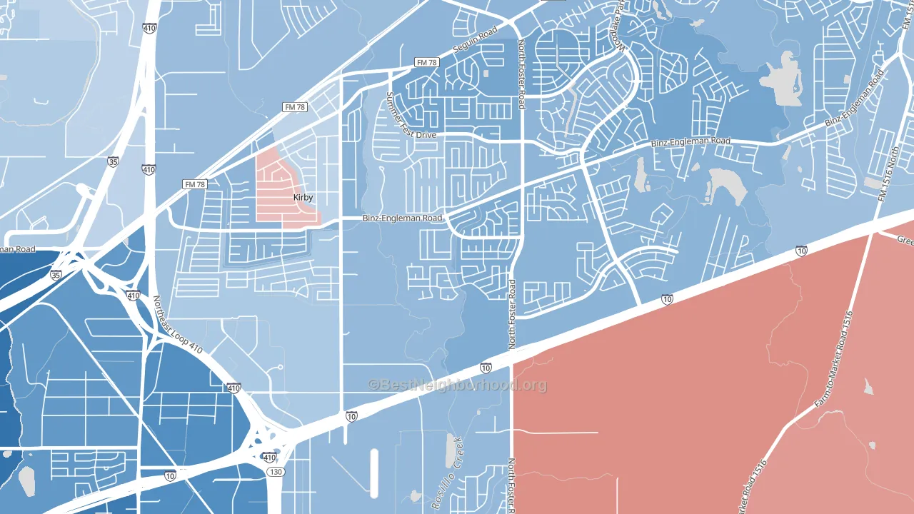 Candlewood Park, San Antonio, TX block-group political-lean map