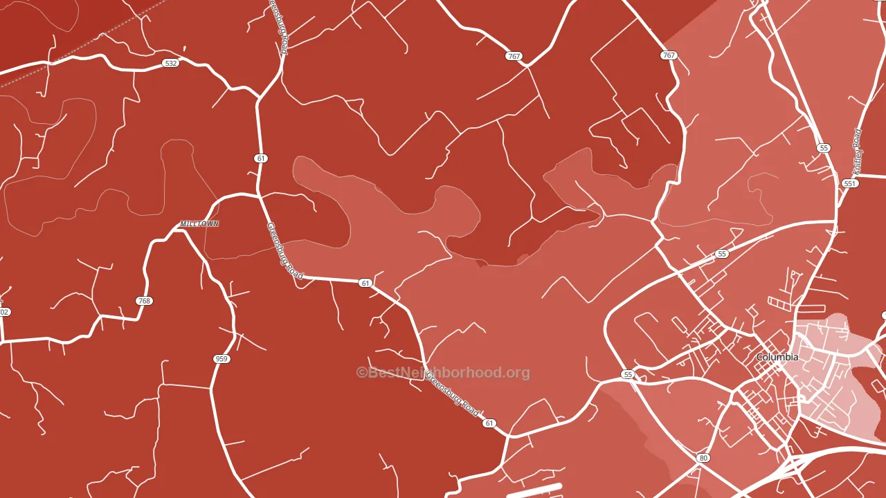 Cane Valley, KY block-group political-lean map