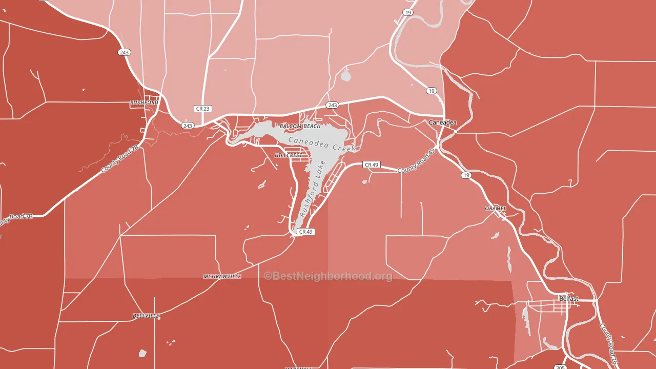Caneadea, NY block-group political-lean map