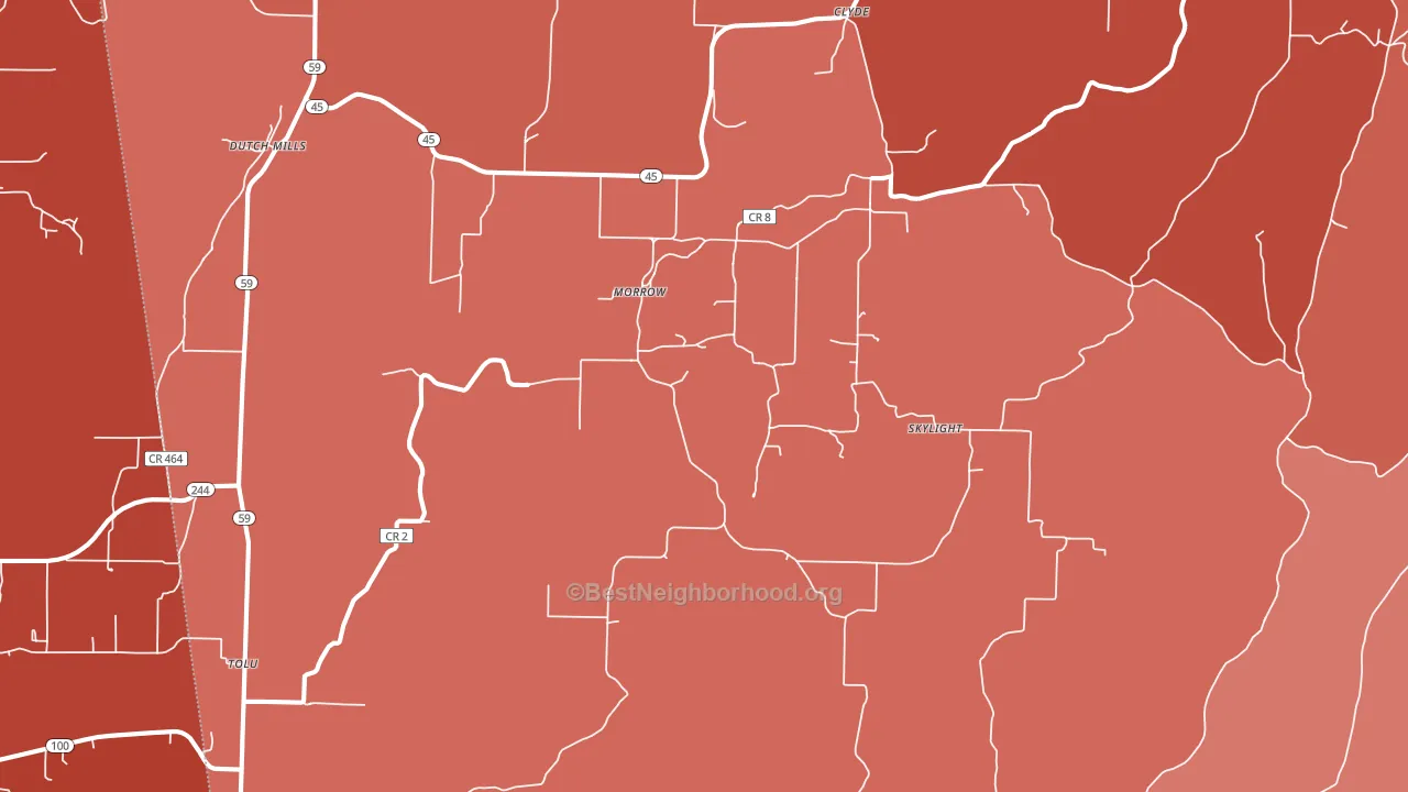Canehill, AR block-group political-lean map