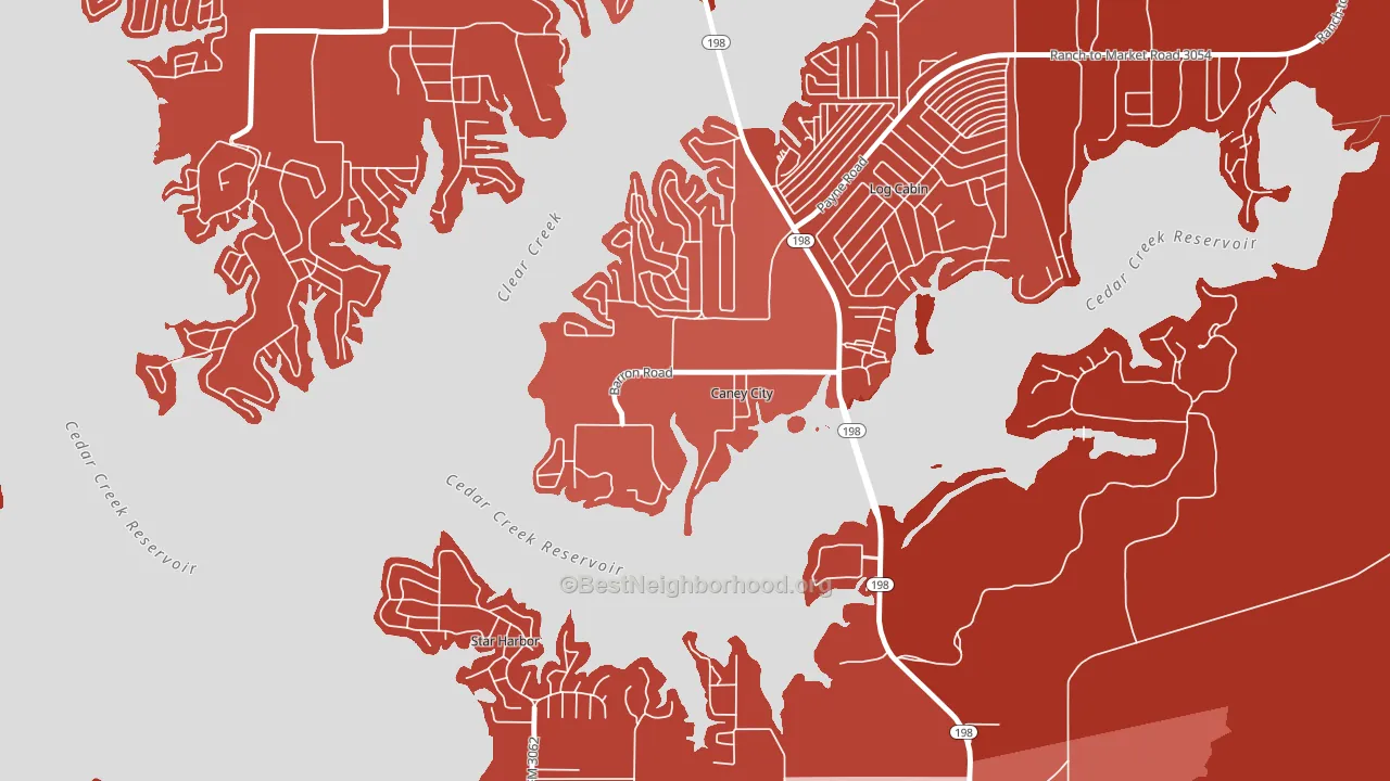 Caney City, TX block-group political-lean map