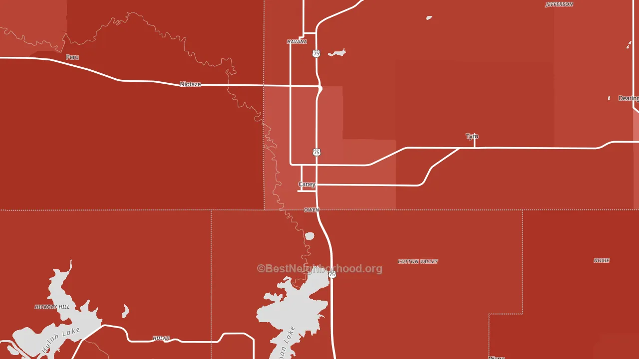 Caney, KS block-group political-lean map