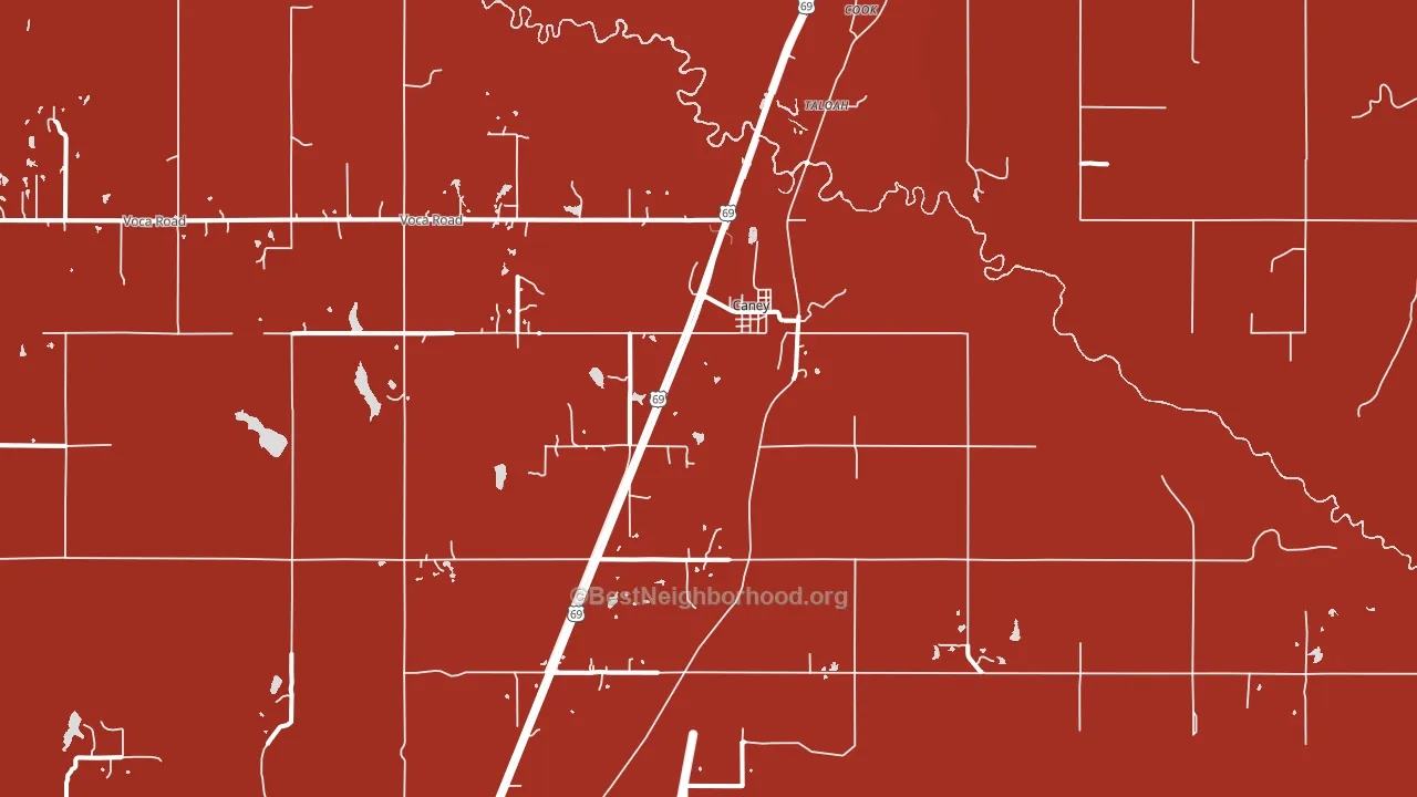Caney, OK block-group political-lean map