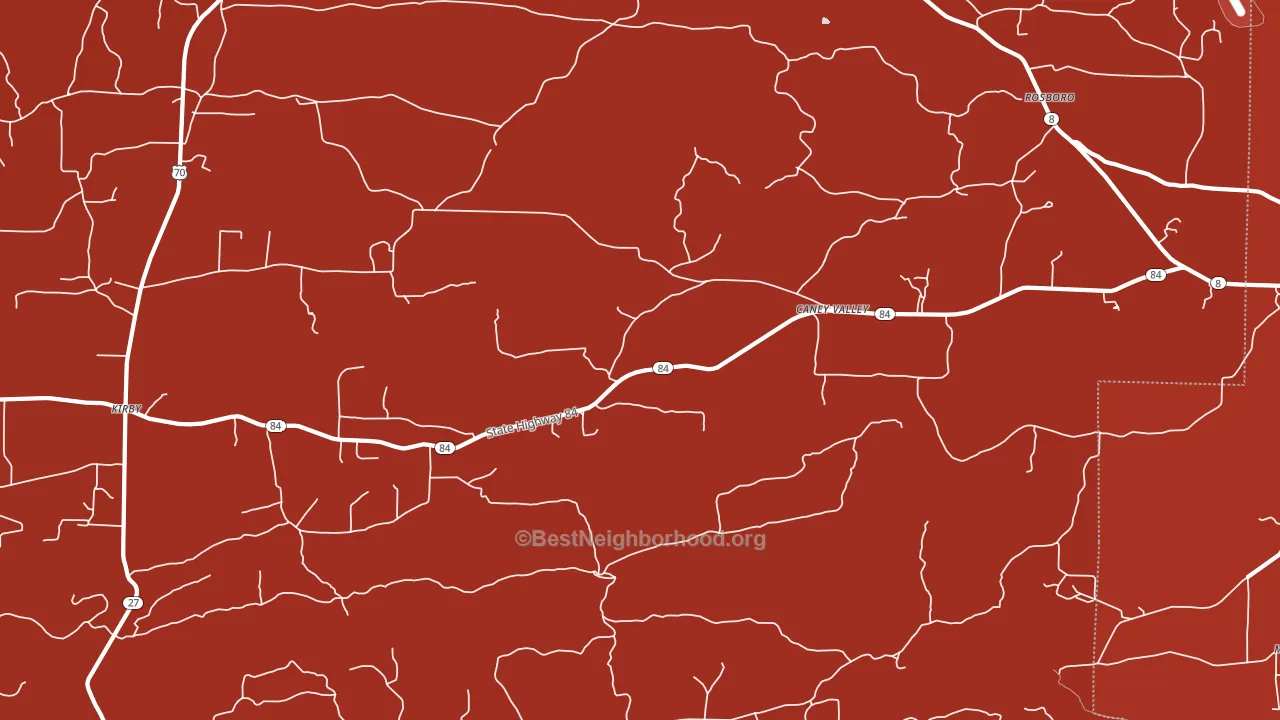 Caney Valley, AR block-group political-lean map