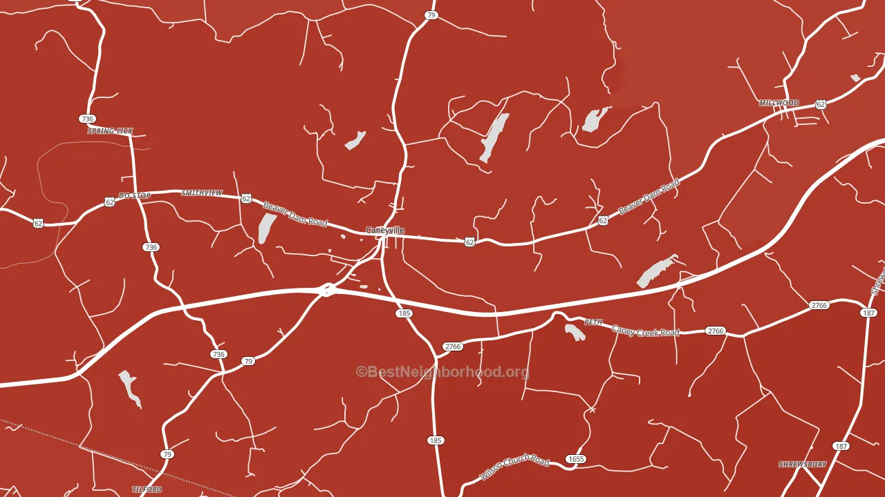 Caneyville, KY block-group political-lean map