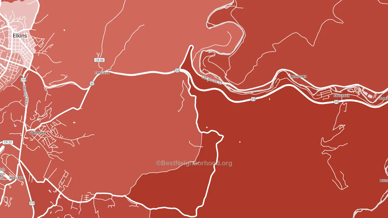 Canfield, WV block-group political-lean map