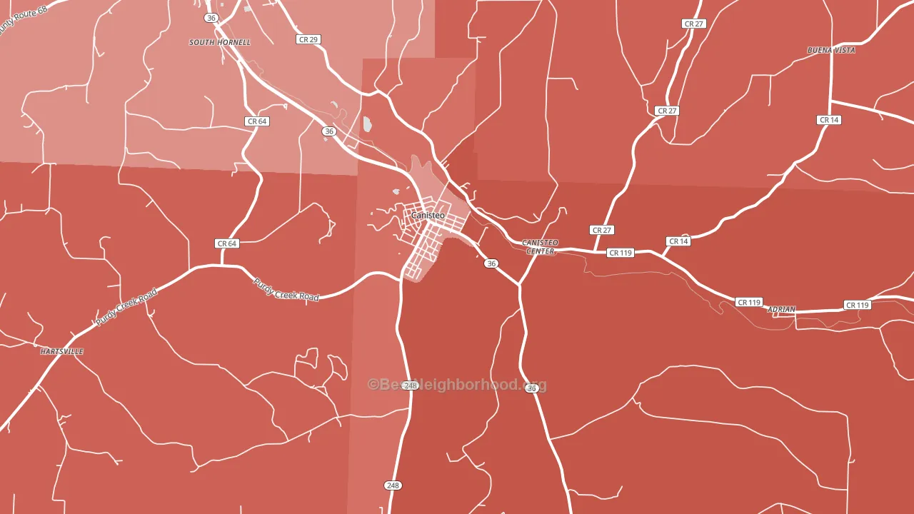 Canisteo, NY block-group political-lean map
