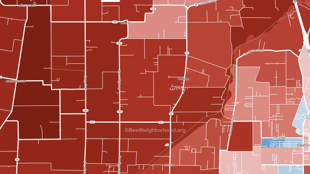 Cankton, LA block-group political-lean map