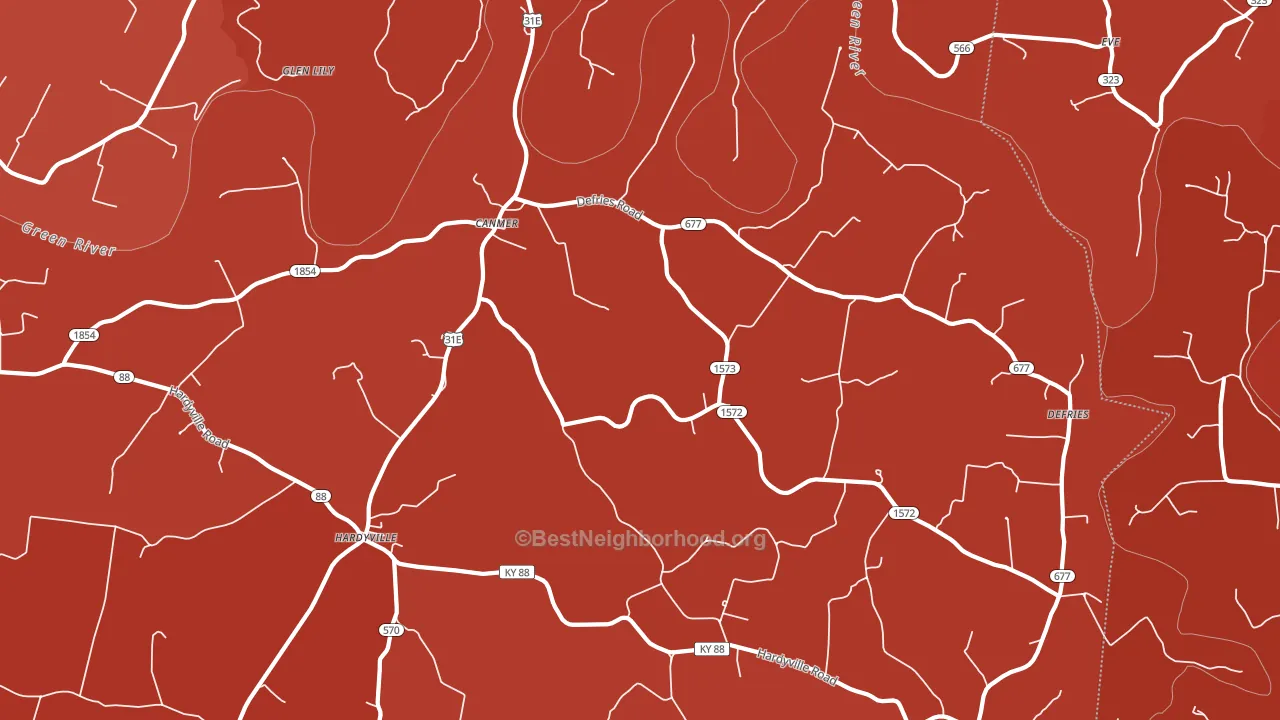 Canmer, KY block-group political-lean map
