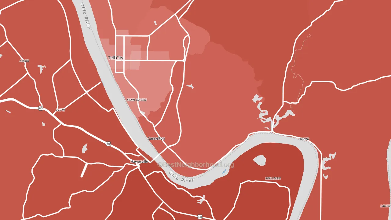 Cannelton, IN block-group political-lean map