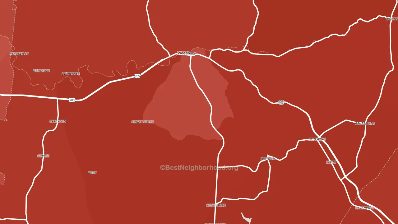 Cannon County, TN block-group political-lean map