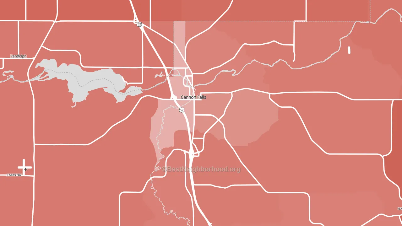 Cannon Falls, MN block-group political-lean map