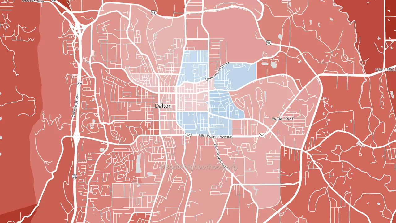 Cannon Heights, Dalton, GA block-group political-lean map