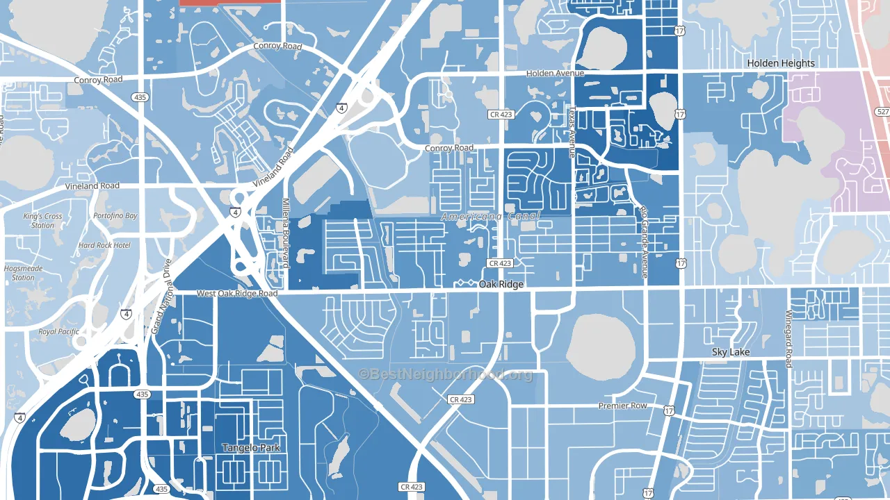 Cannongate-Orlando, Oak Ridge, FL block-group political-lean map