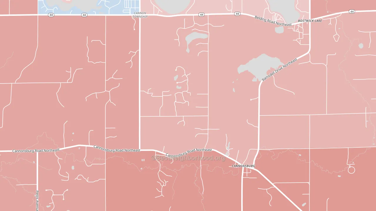 Cannonsburg, MI block-group political-lean map