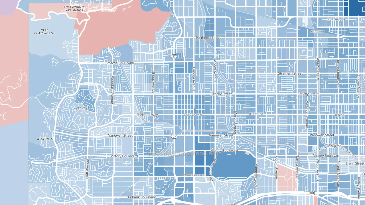 Canoga Park, CA block-group political-lean map