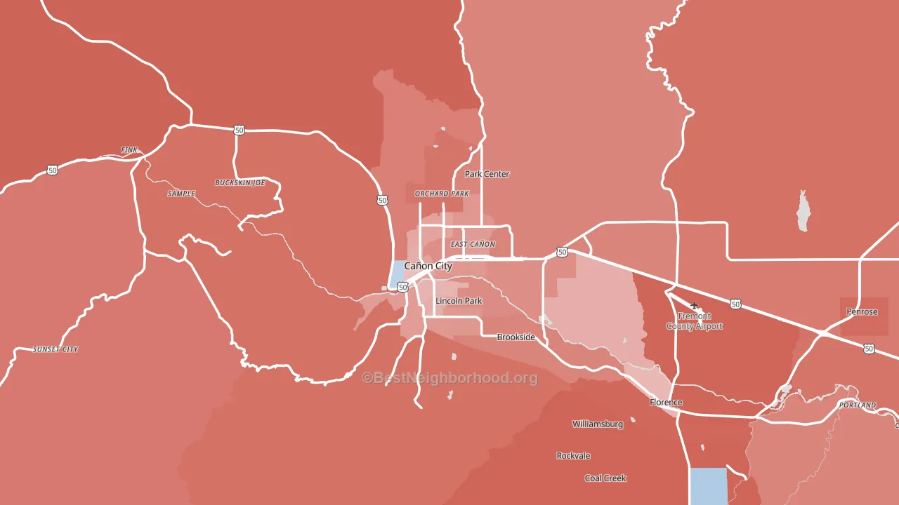 Canon City, CO block-group political-lean map