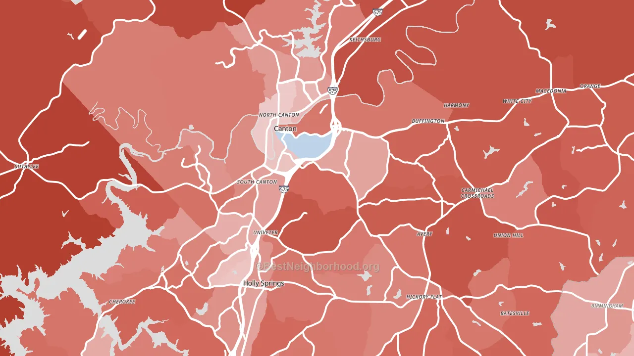 Canton, GA block-group political-lean map