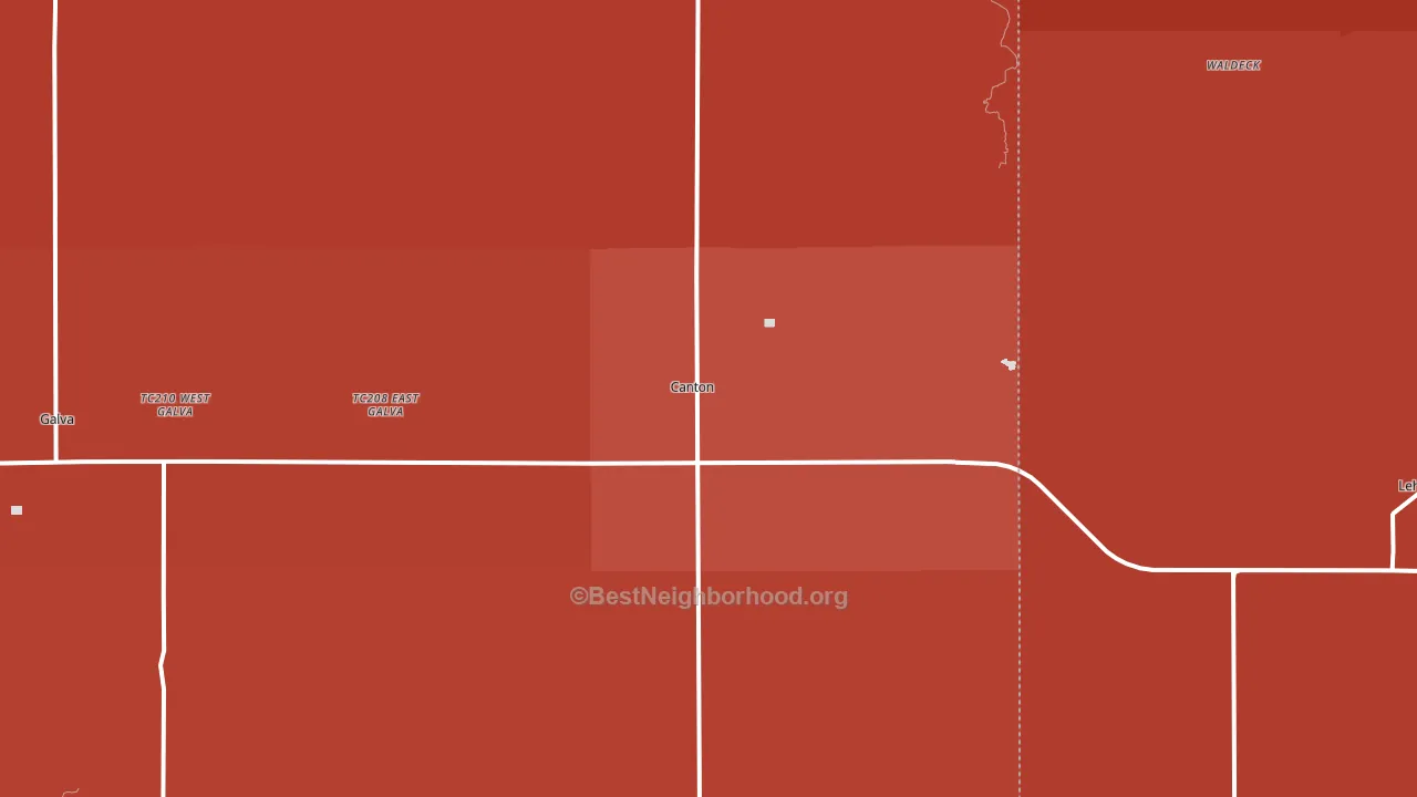 Canton, KS block-group political-lean map