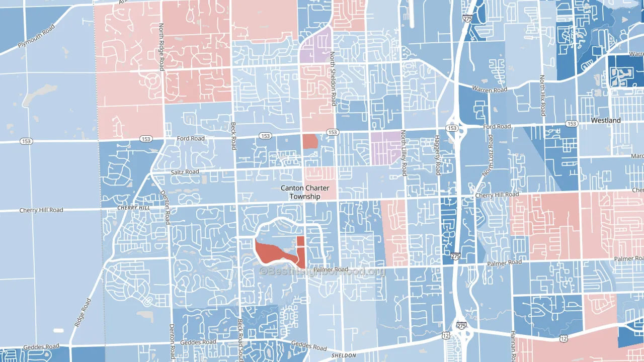 Canton, MI block-group political-lean map