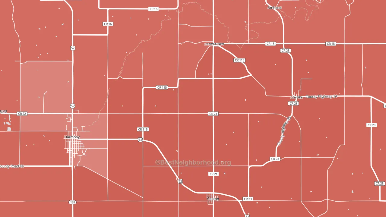 Canton, MN block-group political-lean map