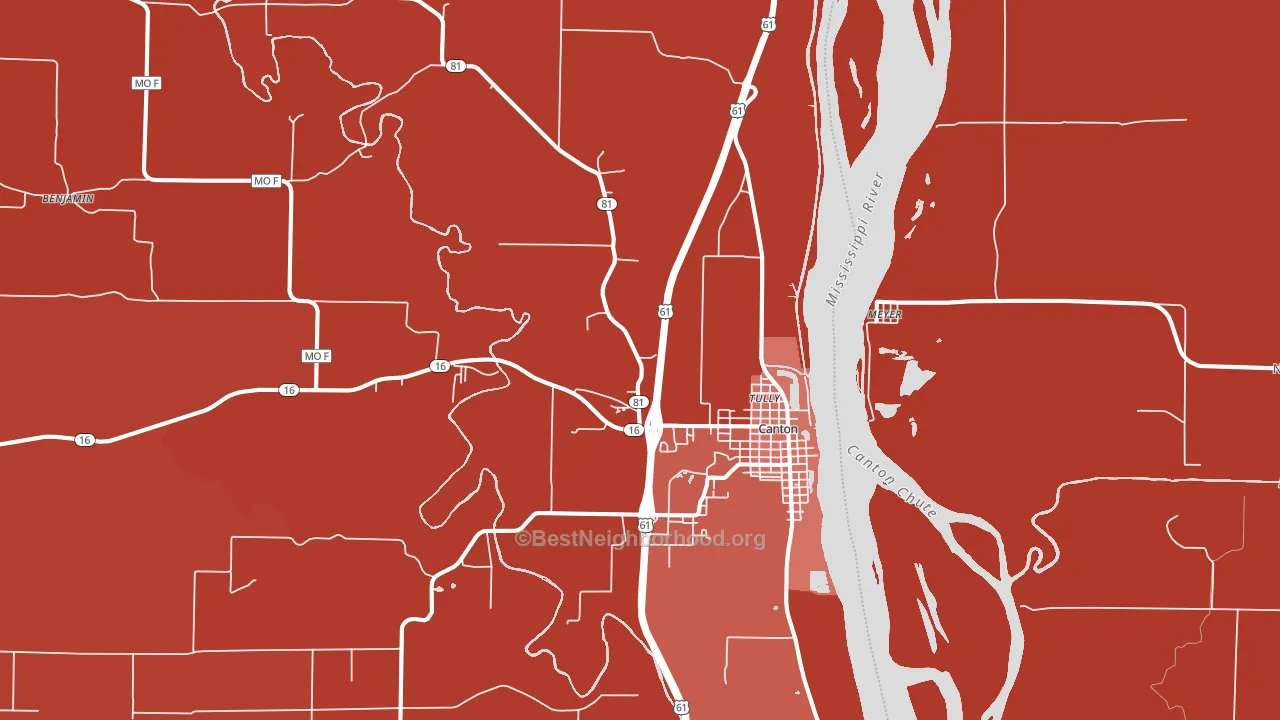 Canton, MO block-group political-lean map