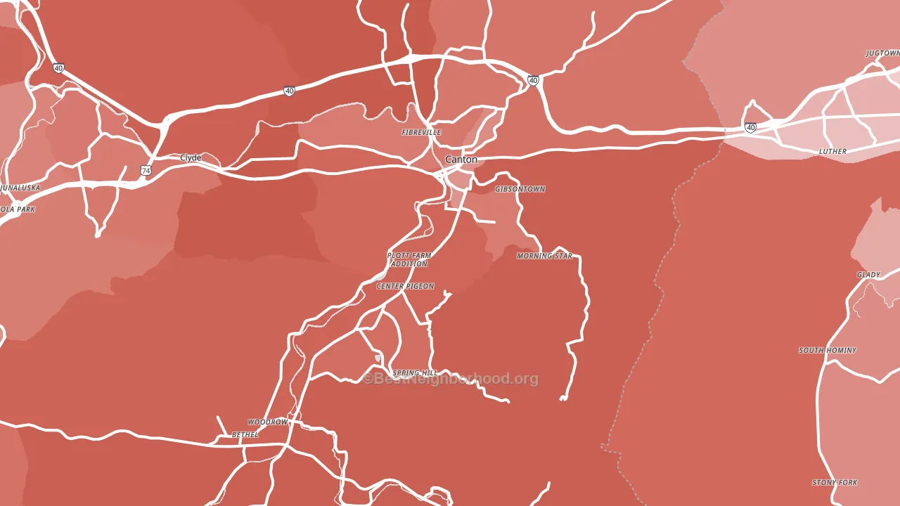 Canton, NC block-group political-lean map