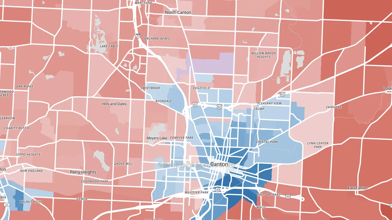 Canton, OH block-group political-lean map